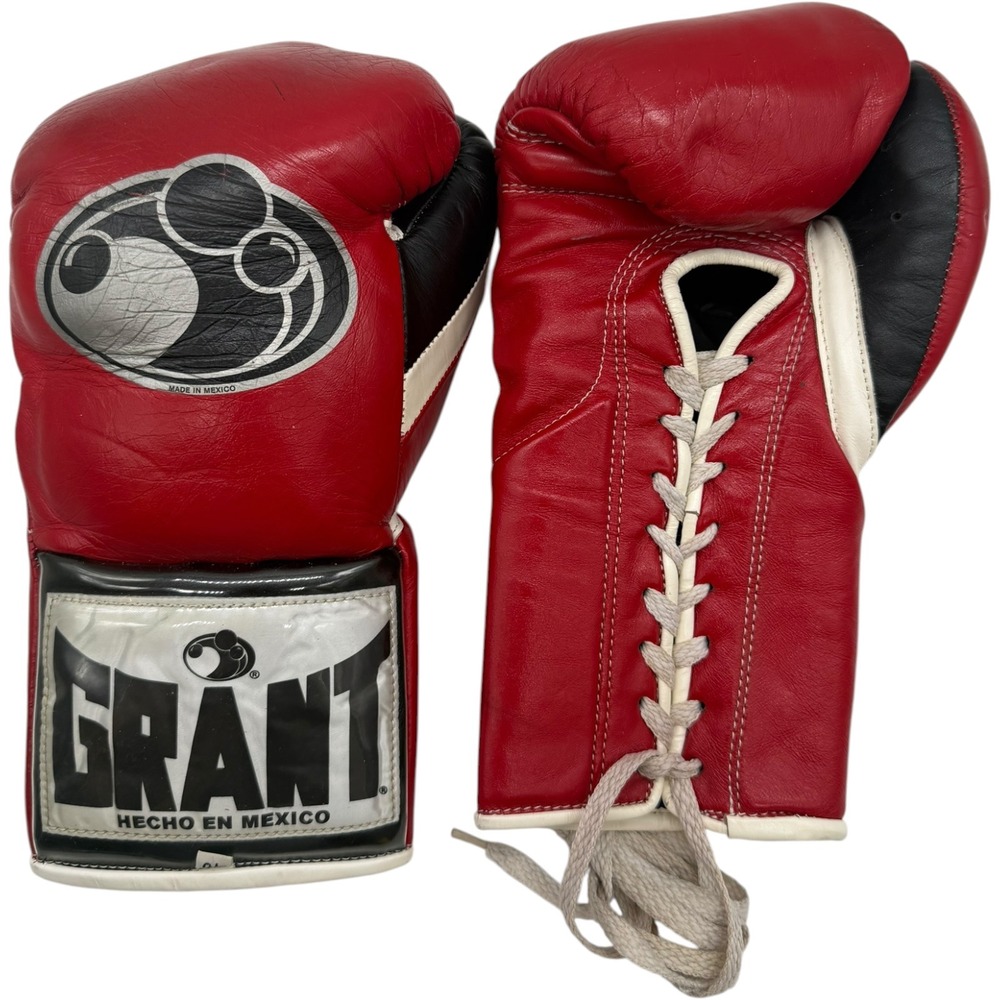 Grant Professional Boxing Gloves Red Leather Lace Up 10oz Hecho En Mexico Used